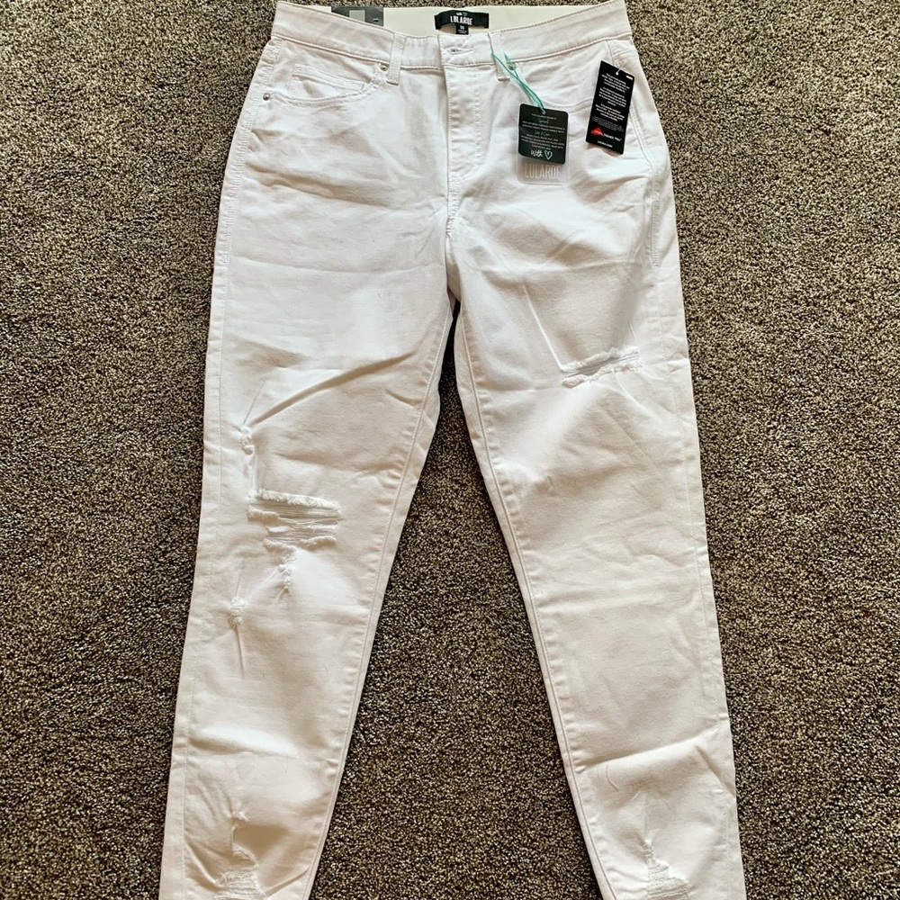LuLaRoe White Distressed Jeans NWT